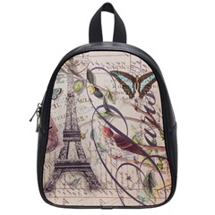 Paris Eiffel Tower Vintage Bird Butterfly French Botanical Art School Bag (small) by chicelegantboutique