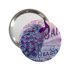 French Scripts  Purple Peacock Floral Paris Decor Handbag Mirror (2 25 ) by chicelegantboutique