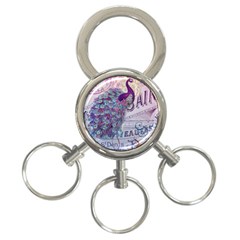 French Scripts  Purple Peacock Floral Paris Decor 3-ring Key Chain by chicelegantboutique