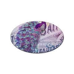 French Scripts  Purple Peacock Floral Paris Decor Sticker (oval) by chicelegantboutique