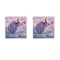 French Scripts  Purple Peacock Floral Paris Decor Cufflinks (square) by chicelegantboutique