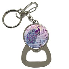 French Scripts  Purple Peacock Floral Paris Decor Bottle Opener Key Chain by chicelegantboutique