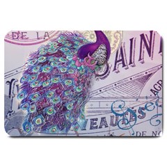 French Scripts  Purple Peacock Floral Paris Decor Large Door Mat by chicelegantboutique