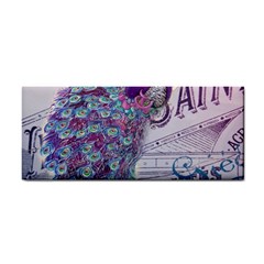 French Scripts  Purple Peacock Floral Paris Decor Hand Towel by chicelegantboutique