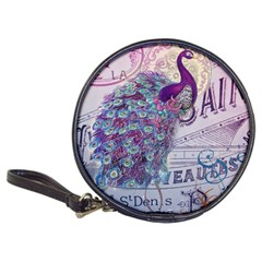 French Scripts  Purple Peacock Floral Paris Decor Cd Wallet by chicelegantboutique