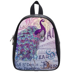 French Scripts  Purple Peacock Floral Paris Decor School Bag (small) by chicelegantboutique