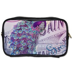 French Scripts  Purple Peacock Floral Paris Decor Travel Toiletry Bag (one Side) by chicelegantboutique