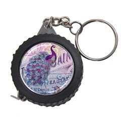 French Scripts  Purple Peacock Floral Paris Decor Measuring Tape by chicelegantboutique