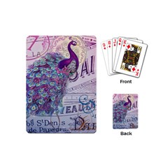 French Scripts  Purple Peacock Floral Paris Decor Playing Cards (mini) by chicelegantboutique