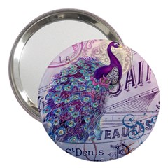 French Scripts  Purple Peacock Floral Paris Decor 3  Handbag Mirror by chicelegantboutique