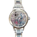 French Vintage Chandelier Blue Peacock Floral Paris Decor Round Italian Charm Watch Front