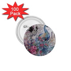 French Vintage Chandelier Blue Peacock Floral Paris Decor 1 75  Button (100 Pack) by chicelegantboutique