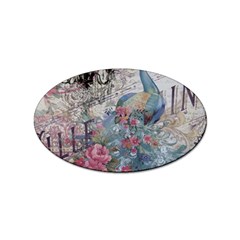 French Vintage Chandelier Blue Peacock Floral Paris Decor Sticker (oval) by chicelegantboutique