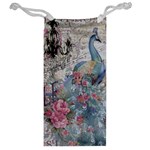 French Vintage Chandelier Blue Peacock Floral Paris Decor Jewelry Bag Back