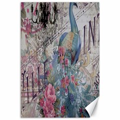 French Vintage Chandelier Blue Peacock Floral Paris Decor Canvas 12  X 18  (unframed) by chicelegantboutique