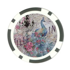 French Vintage Chandelier Blue Peacock Floral Paris Decor Poker Chip by chicelegantboutique