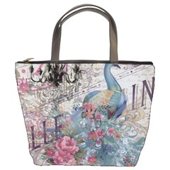 French Vintage Chandelier Blue Peacock Floral Paris Decor Bucket Bag