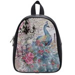 French Vintage Chandelier Blue Peacock Floral Paris Decor School Bag (Small) Front