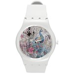 French Vintage Chandelier Blue Peacock Floral Paris Decor Plastic Sport Watch (Medium) Front