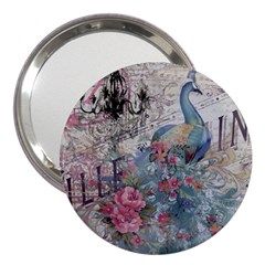 French Vintage Chandelier Blue Peacock Floral Paris Decor 3  Handbag Mirror by chicelegantboutique