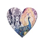 Damask French Scripts  Purple Peacock Floral Paris Decor Magnet (Heart) Front