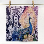 Damask French Scripts  Purple Peacock Floral Paris Decor Face Towel Front