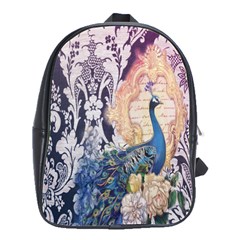 Damask French Scripts  Purple Peacock Floral Paris Decor School Bag (large) by chicelegantboutique