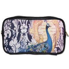 Damask French Scripts  Purple Peacock Floral Paris Decor Travel Toiletry Bag (two Sides) by chicelegantboutique