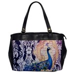 Damask French Scripts  Purple Peacock Floral Paris Decor Oversize Office Handbag (One Side) Front