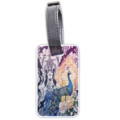 Damask French Scripts  Purple Peacock Floral Paris Decor Luggage Tag (one Side) by chicelegantboutique