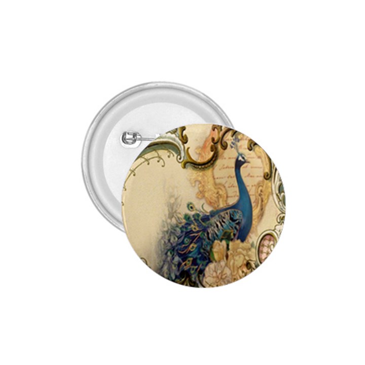 Victorian Swirls Peacock Floral Paris Decor 1.75  Button