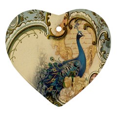 Victorian Swirls Peacock Floral Paris Decor Heart Ornament by chicelegantboutique