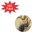 Victorian Swirls Peacock Floral Paris Decor 1  Mini Button Magnet (100 pack) Front