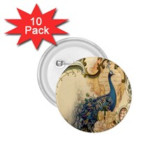 Victorian Swirls Peacock Floral Paris Decor 1 75  Button (10 Pack) by chicelegantboutique