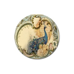 Victorian Swirls Peacock Floral Paris Decor Magnet 3  (round) by chicelegantboutique