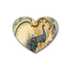 Victorian Swirls Peacock Floral Paris Decor Drink Coasters (heart)