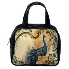 Victorian Swirls Peacock Floral Paris Decor Classic Handbag (one Side) by chicelegantboutique