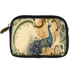 Victorian Swirls Peacock Floral Paris Decor Digital Camera Leather Case by chicelegantboutique