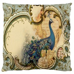 Victorian Swirls Peacock Floral Paris Decor Large Cushion Case (single Sided)  by chicelegantboutique