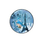 Girly Blue Bird Vintage Damask Floral Paris Eiffel Tower Golf Ball Marker 4 Pack (for Hat Clip) Front