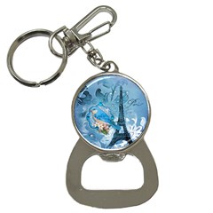 Girly Blue Bird Vintage Damask Floral Paris Eiffel Tower Bottle Opener Key Chain by chicelegantboutique