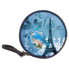 Girly Blue Bird Vintage Damask Floral Paris Eiffel Tower Cd Wallet by chicelegantboutique