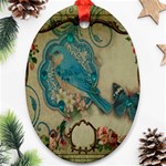 Victorian Girly Blue Bird Vintage Damask Floral Paris Eiffel Tower Oval Ornament Front