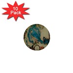 Victorian Girly Blue Bird Vintage Damask Floral Paris Eiffel Tower 1  Mini Button (10 pack) Front