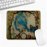 Victorian Girly Blue Bird Vintage Damask Floral Paris Eiffel Tower Large Mouse Pad (Rectangle) Front