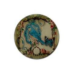 Victorian Girly Blue Bird Vintage Damask Floral Paris Eiffel Tower Drink Coasters 4 Pack (round) by chicelegantboutique