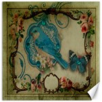 Victorian Girly Blue Bird Vintage Damask Floral Paris Eiffel Tower Canvas 16  x 16  (Unframed) 15.2 x15.41  Canvas - 1