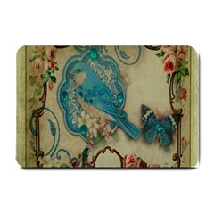 Victorian Girly Blue Bird Vintage Damask Floral Paris Eiffel Tower Small Door Mat by chicelegantboutique