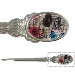 Floral Scripts Blue Butterfly Eiffel Tower Vintage Paris Fashion Letter Opener by chicelegantboutique