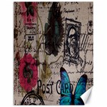 Floral Scripts Blue Butterfly Eiffel Tower Vintage Paris Fashion Canvas 18  x 24  (Unframed) 17.8 x23.08  Canvas - 1